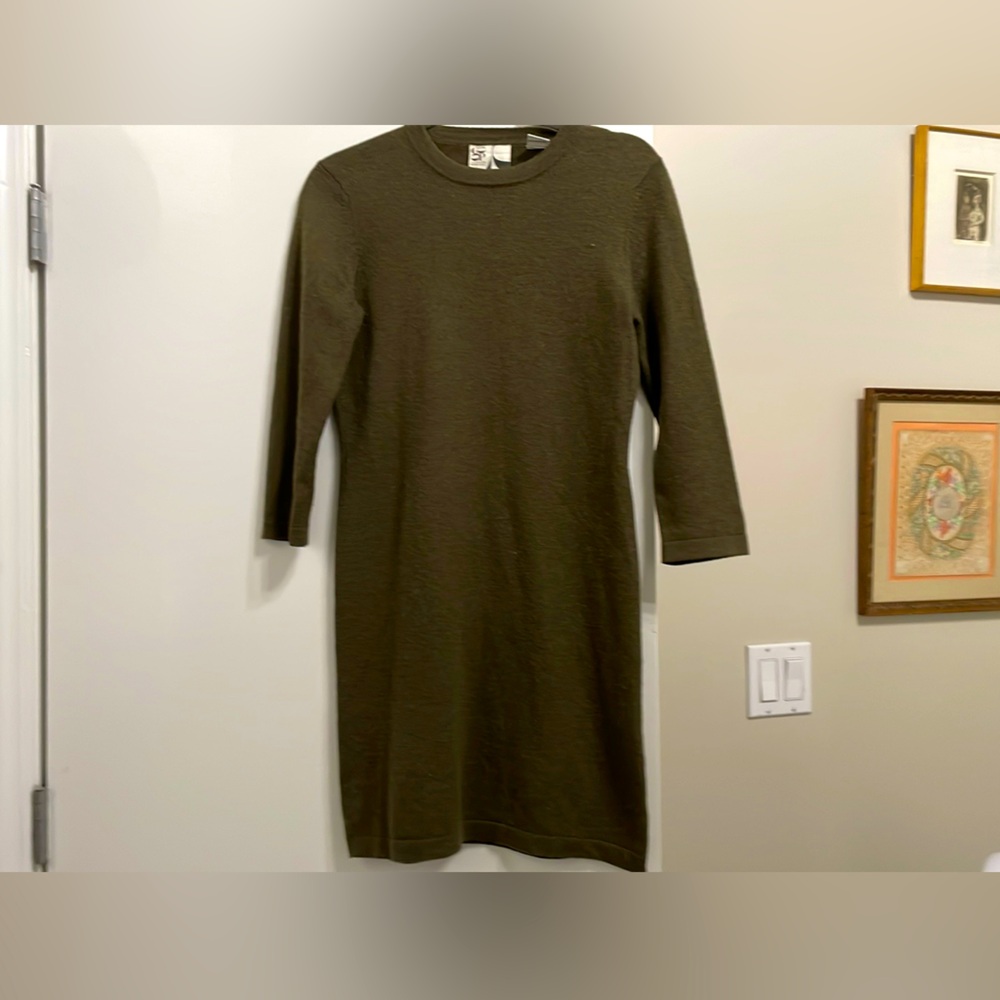 Vintage Barney’s coop cashmere sweater dress. Runs small. Size L khaki.